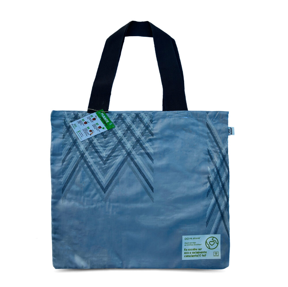 Blue Embroidered Shopping Bag