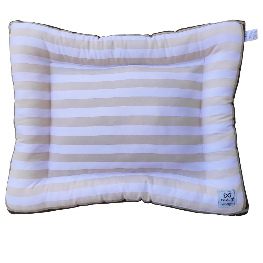 Beige striped cushion bed