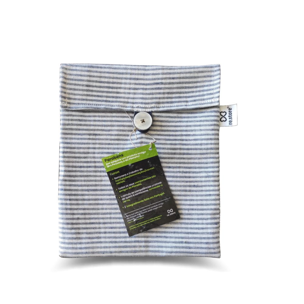 Linen bag with blue horizontal stripes